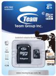 Team Group Memory Card microSDHC 4GB, Class 10, 14MB/s Write*, with SD Adapter, Lifetime Warranty
