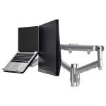 Atdec AWM Dual monitor arm solution - dynamic arms  - 135mm post - bolt - silver with a note book tray