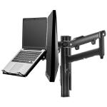 Atdec AWM Dual monitor arm solution - dynamic arms  - 135mm post - Grommet - black with a note book tray