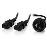 ALOGIC 2m Aus 3 Mains Plug to 2 X IEC C13 Y Splitter Cable Male to 2 X Female Cable -  Electrical Safety Authority Approved.