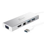 J5create JUD380 USB 3.0 Mini Dock (Adapter includes HDMI &amp; VGA output, USB 3.1 Type-A port x 2, Gigabit Ethernet port)