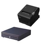 Epson TM-T88VI-241 Thermal Receipt Printer Built-in Ethernet, USB, Serial, With PSU &amp; Alogic 1M power cable,  bundled with EC-410 Cash Drawer