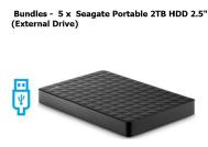Bundle - Buy Bulk and Save $$$  5 x  Seagate Portable HDD 2.5&quot; USB3 2TB External / USB Powered