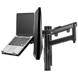 Atdec AWM Dual monitor arm solution - dynamic arms  - 135mm post - Grommet - black with a note book tray
