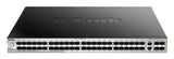 D-Link 54 port Stackable Gigabit Switch with 48 SFP ports and 4 10 Gigabit SFP+ ports and 2 10GBASE-T ports.