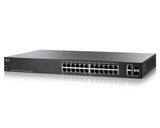 Cisco SF 200 24 Port 10/100 Smart Switch 24 PoE Ports 180 Watts 2 GbE &amp; 2 combo Gb SFP Slots