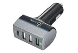 J5create JUPV41 4-PORT USB Car charger (1 x USB-C, 2 x USB-A @ 2.4A, 1 x USB-A @ 3A QC3 Qualcomm Quick Charge 3.0 support)